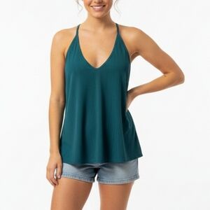 Intimately Free People Teal Ribbed V-Neck Racerback Tank Top Size S/P